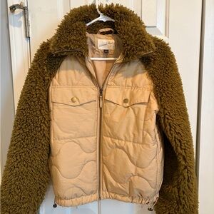 Universal Thread Tan and Olive Sherpa Jacket